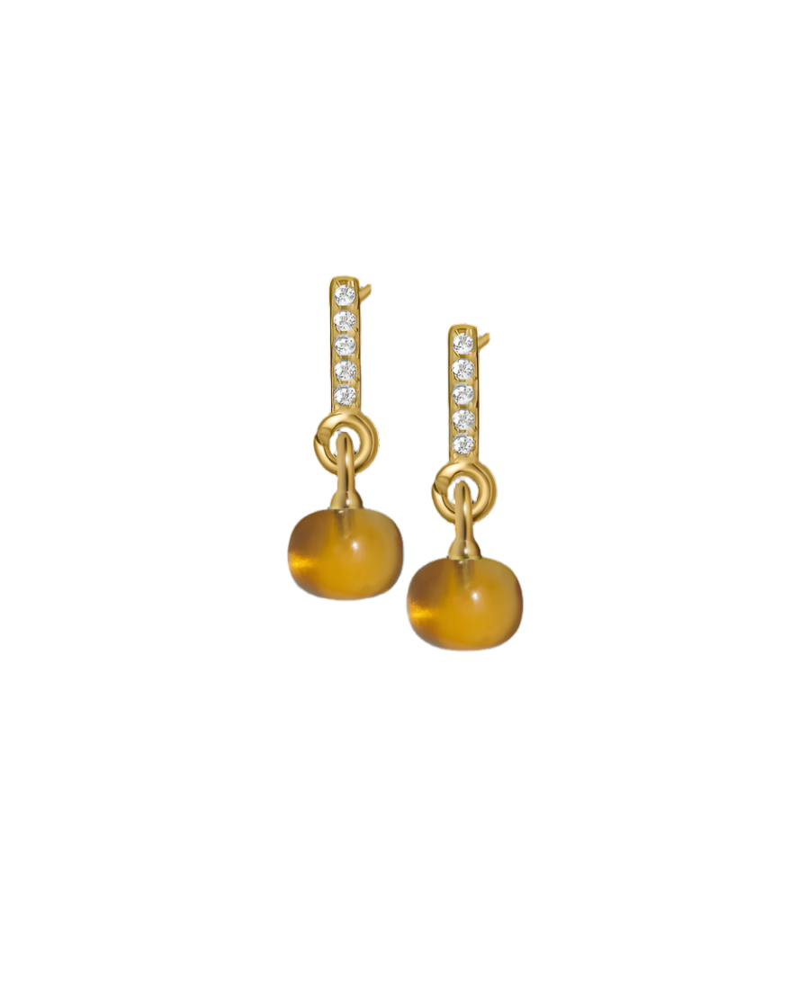 Cubic Zirconia Gold Vermeil Earrings with Custom Mini Drop