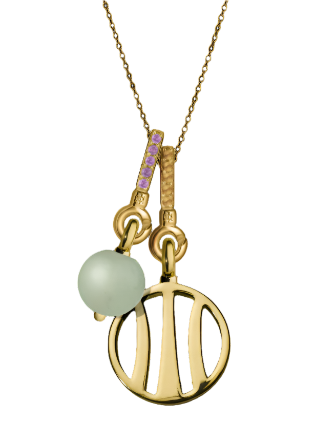 Air Pendant with Pink Sapphire, Amethyst & Aquamarine (18mm)