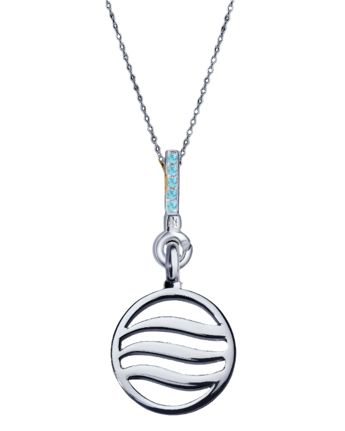 Air Pendant with Pink Sapphire, Amethyst & Aquamarine (18mm)