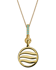 Air Pendant with Pink Sapphire, Amethyst & Aquamarine (18mm)