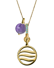 Air Pendant with Pink Sapphire, Amethyst & Aquamarine (18mm)